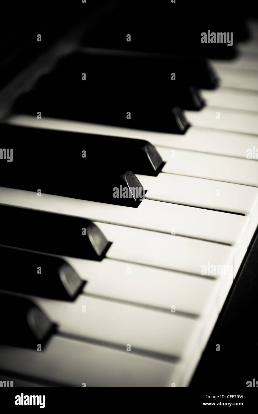 Piano vicino fino sulla tastiera con nessuno Foto Stock