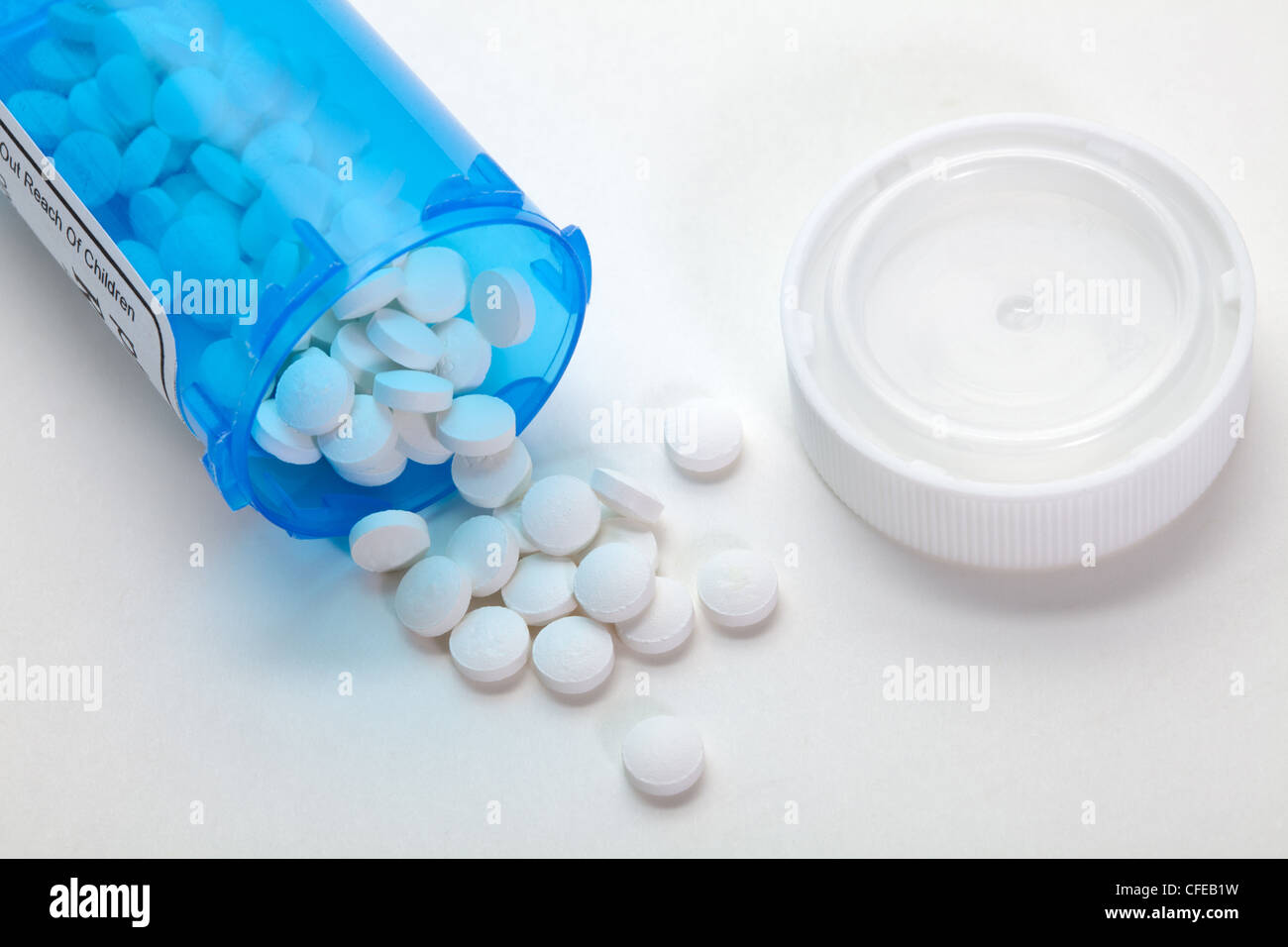 Pillola bottiglia, un concetto per la sanità e la medicina Foto Stock