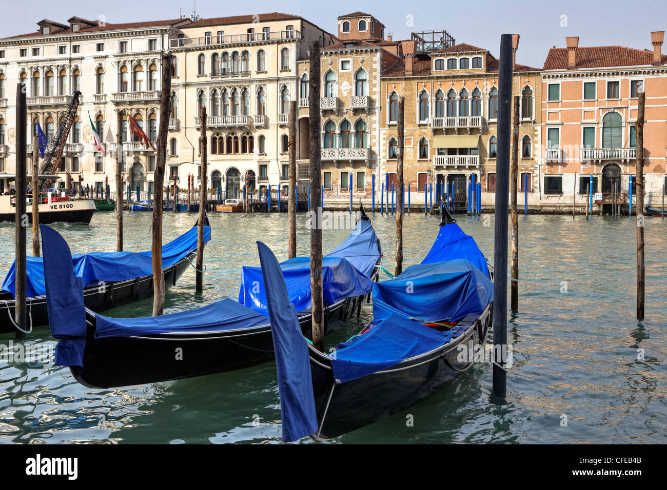 Gondole, palazzi, Grand Canal, San Marco, Venezia, Veneto, Italia Foto Stock
