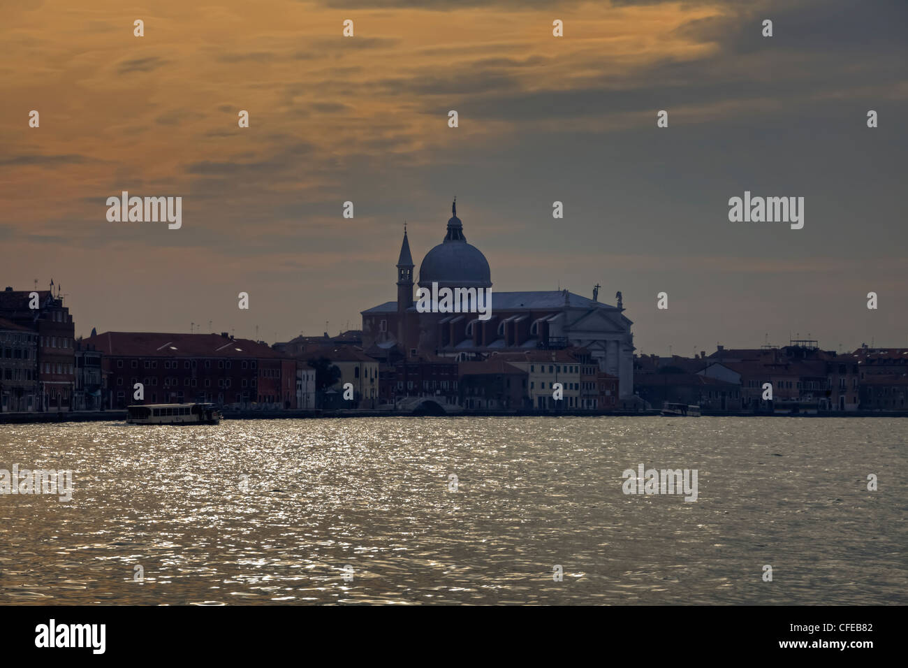 Chiesa del Redentore il, Giudecca, Venezia, Veneto, Italia, tramonto Foto Stock