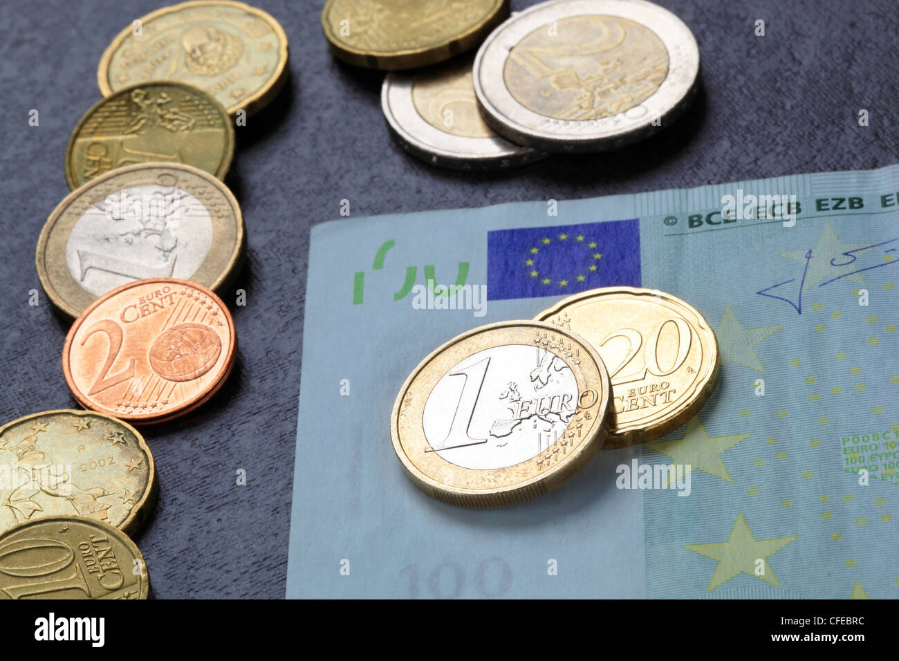 Monete e banconote Foto Stock