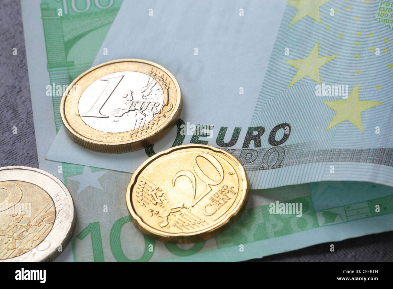Monete e banconote Foto Stock
