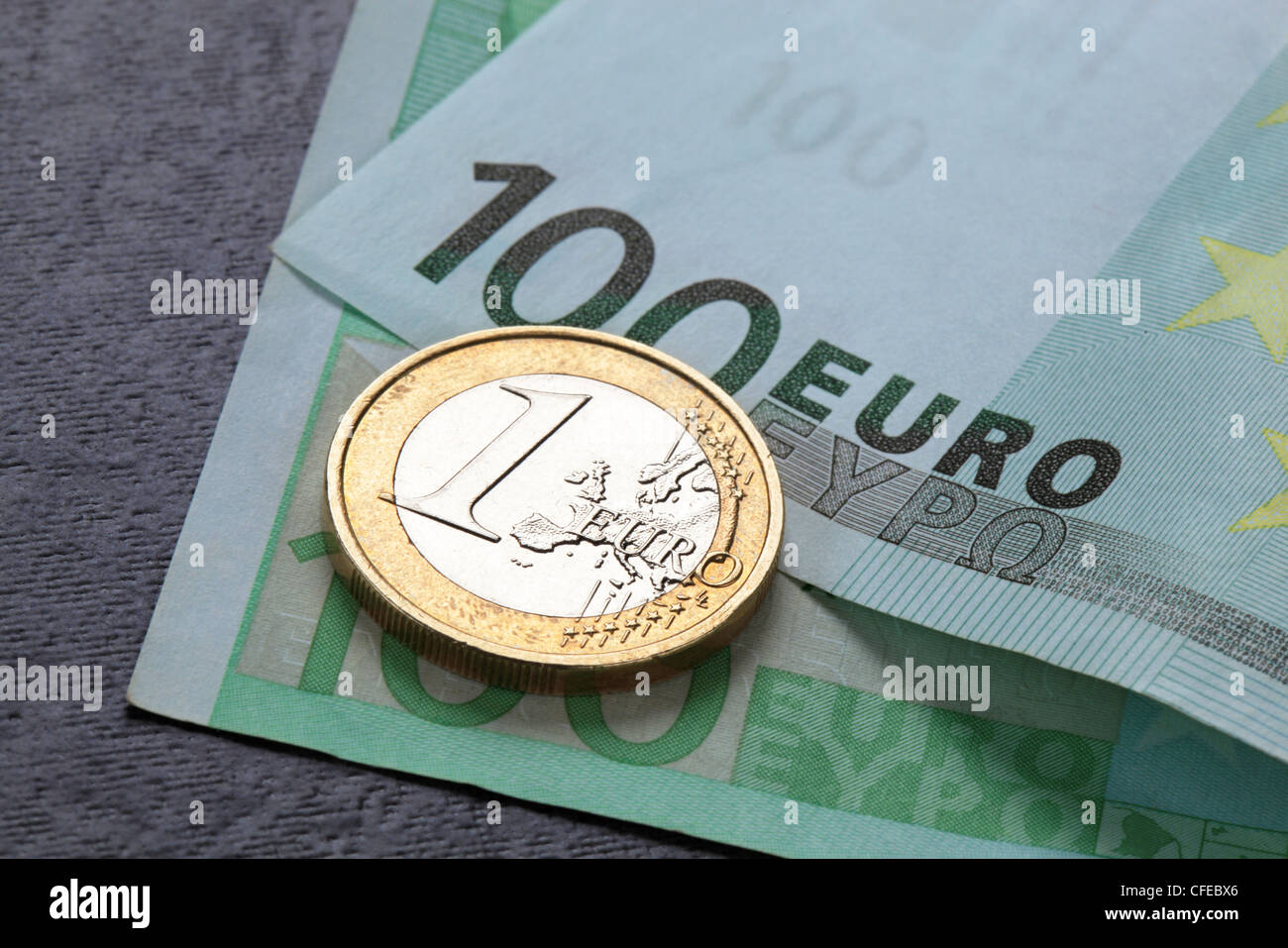 Un Euro monete e banconote Foto Stock