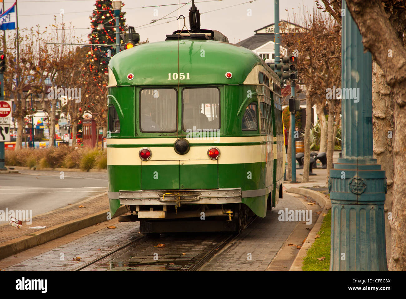 Vintage carrello elettrico sul bus embarcardo san francisco stati uniti d'America, Foto Stock