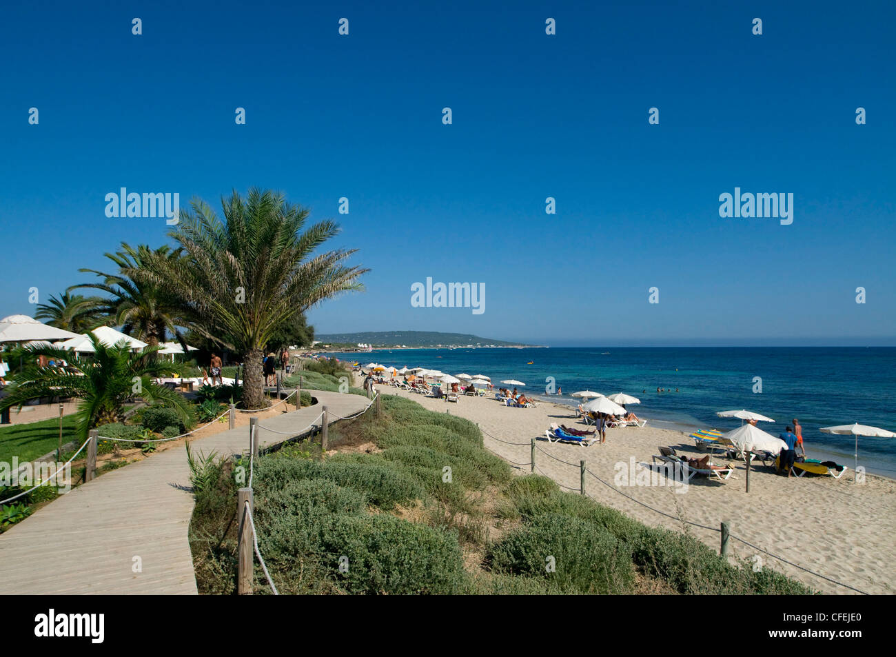 Dune spiaggia di Es Mitjorn Formentera Isole Baleari Spagna Foto Stock