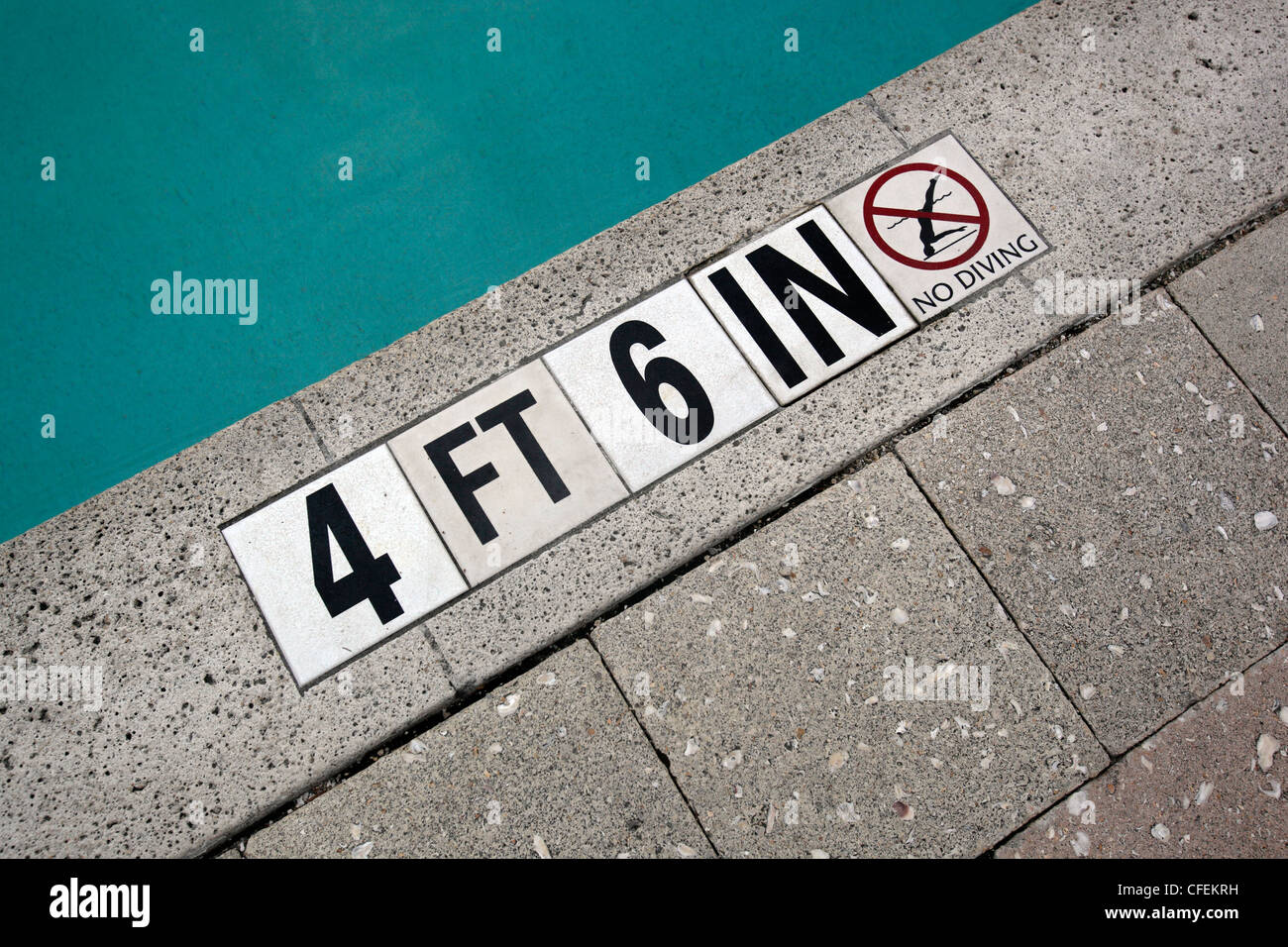 Piscina numeri di profondità Foto Stock