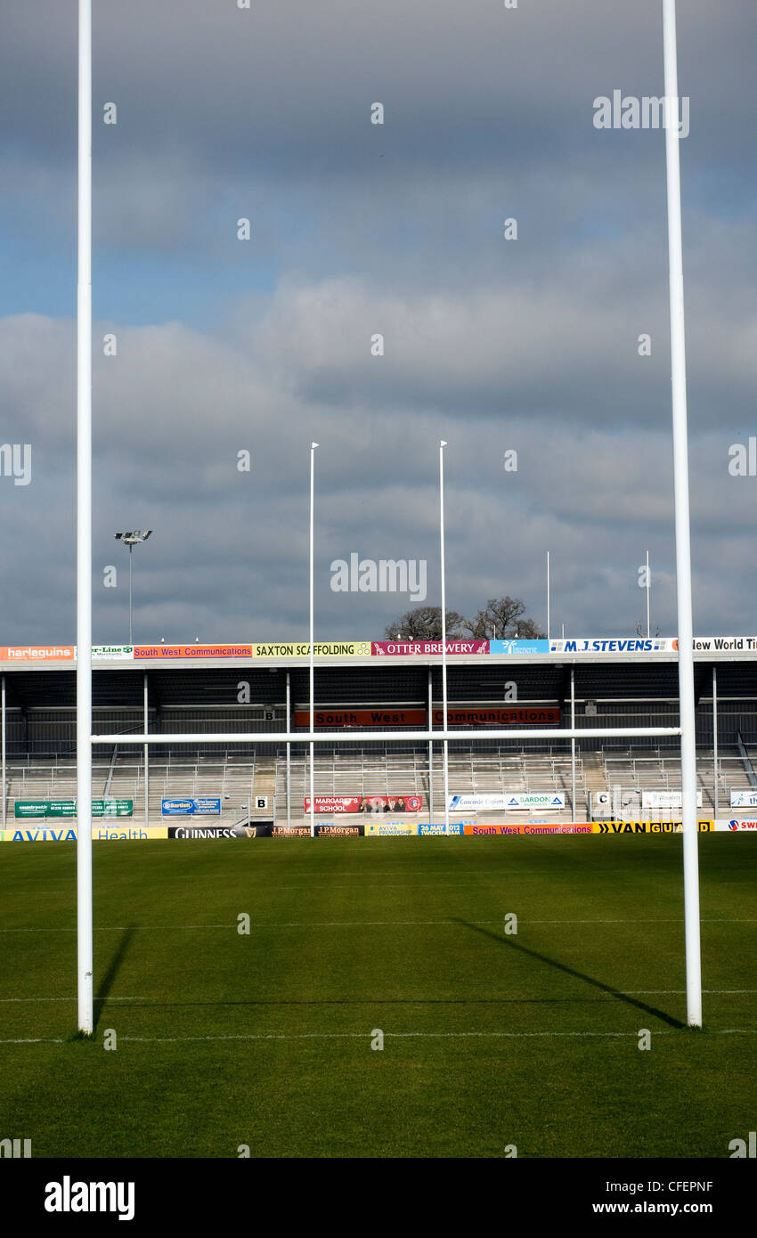 Exeter Chiefs,Sandy Park,rugby posts Foto Stock