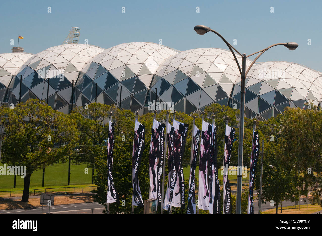 Le cupole geodetiche dell'AAMI Park sports stadium di Melbourne Foto Stock