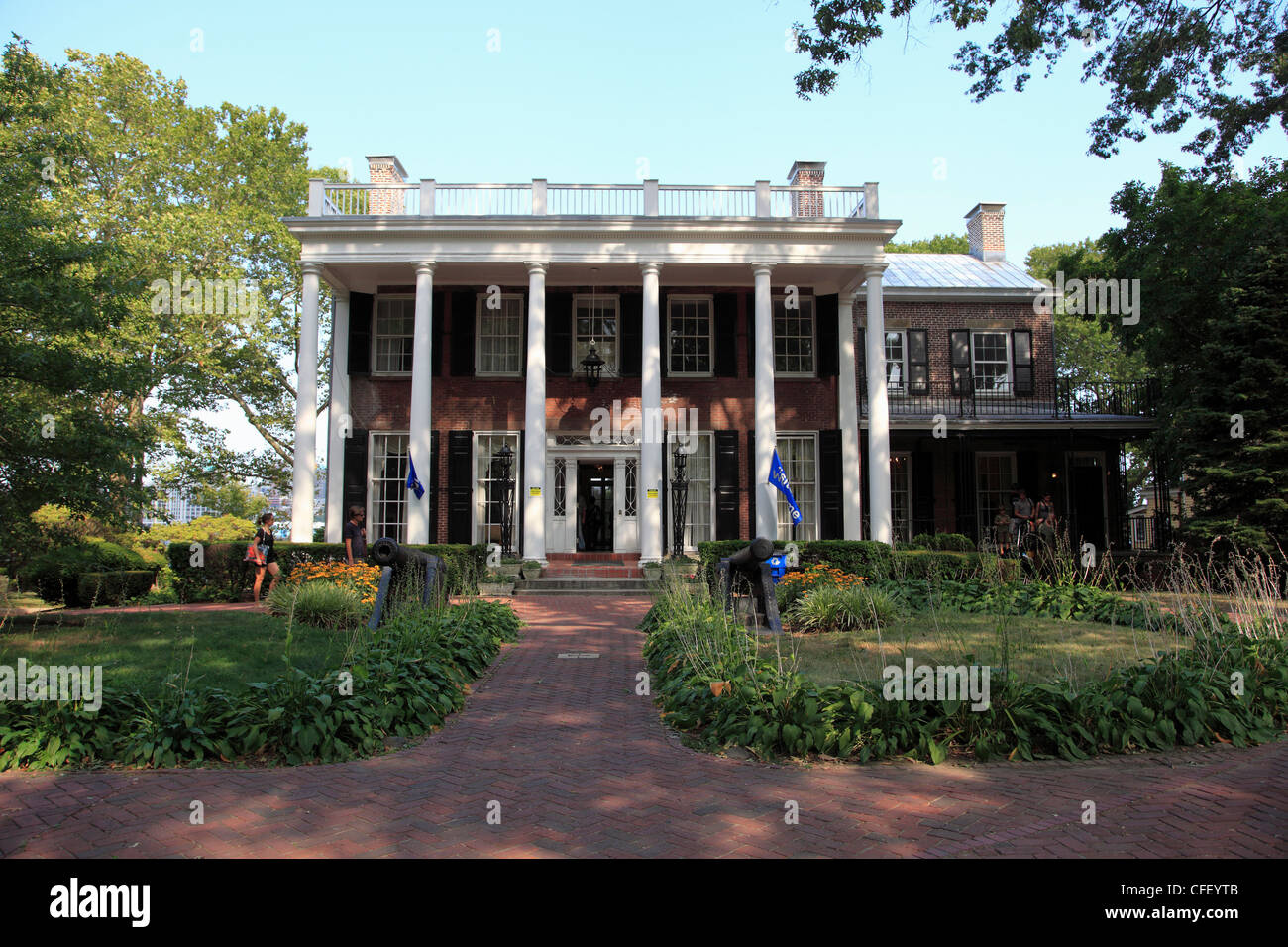 Comandante di quarti, Governors Island, Parco, Pietra Miliare Storica Nazionale District di New York City, il porto di New York, Stati Uniti d'America Foto Stock
