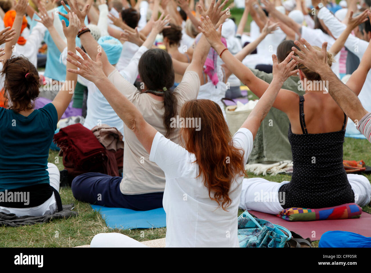 Kundalini Yoga festival, Mur de Sologne, Loir-et-Cher, Francia, Europa Foto Stock