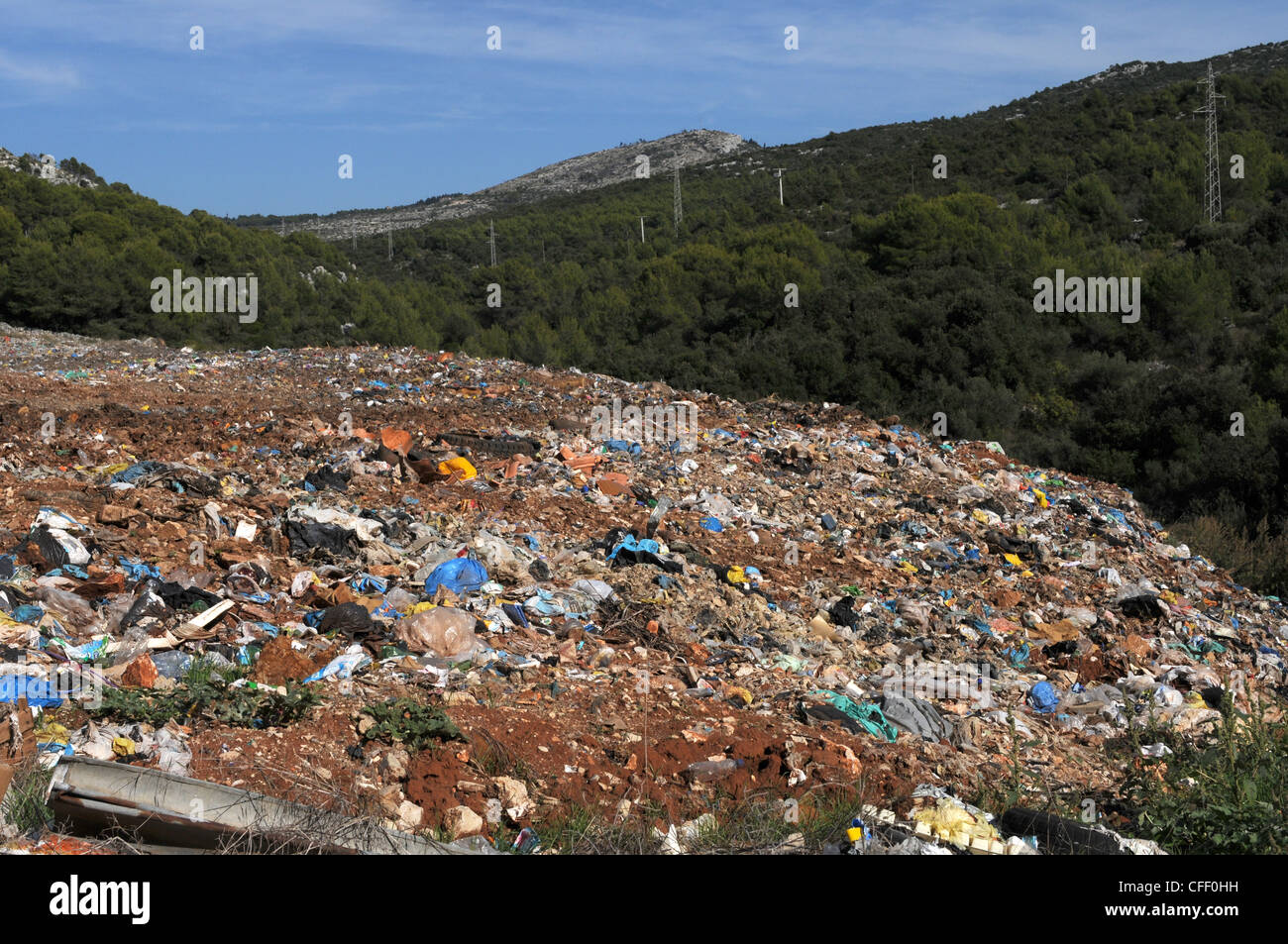 Discarica di rifiuti in Hvar, Croazia Foto Stock