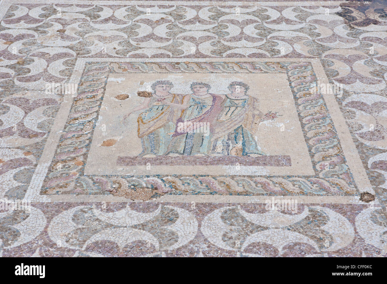 Mosaici presso il sito archeologico di Paphos, Sito Patrimonio Mondiale dell'UNESCO, Cipro, Europa Foto Stock