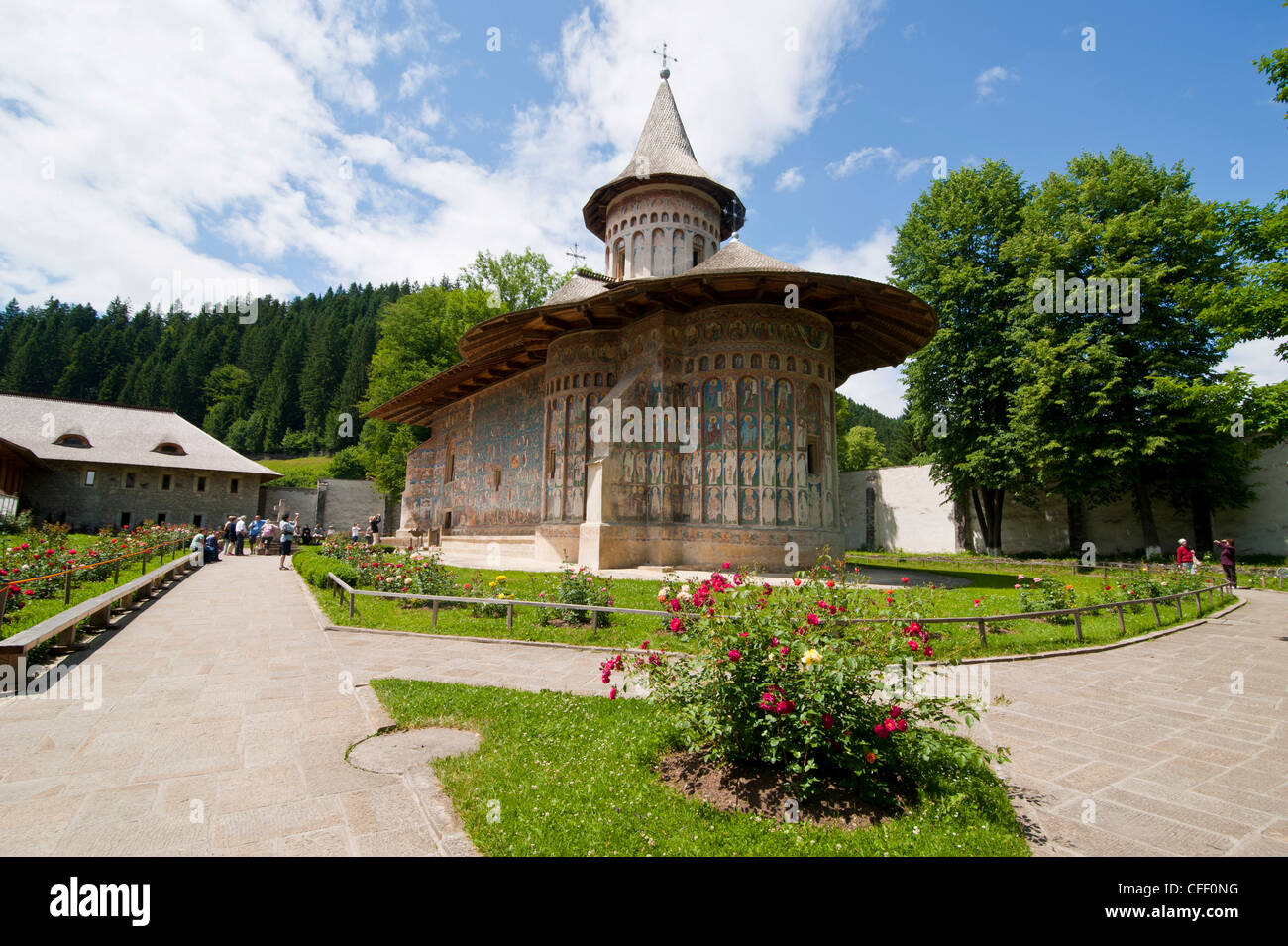Voronet Monastero della Bucovina, Sito Patrimonio Mondiale dell'UNESCO, Romania, Europa Foto Stock