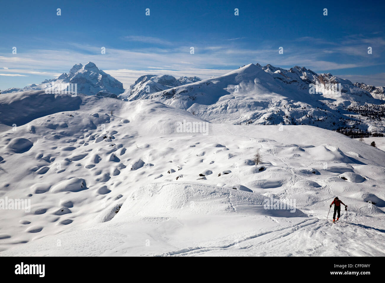 Sci alpinismo nelle Dolomiti, Cortina d'Ampezzo, Belluno, Italia, Europa Foto Stock