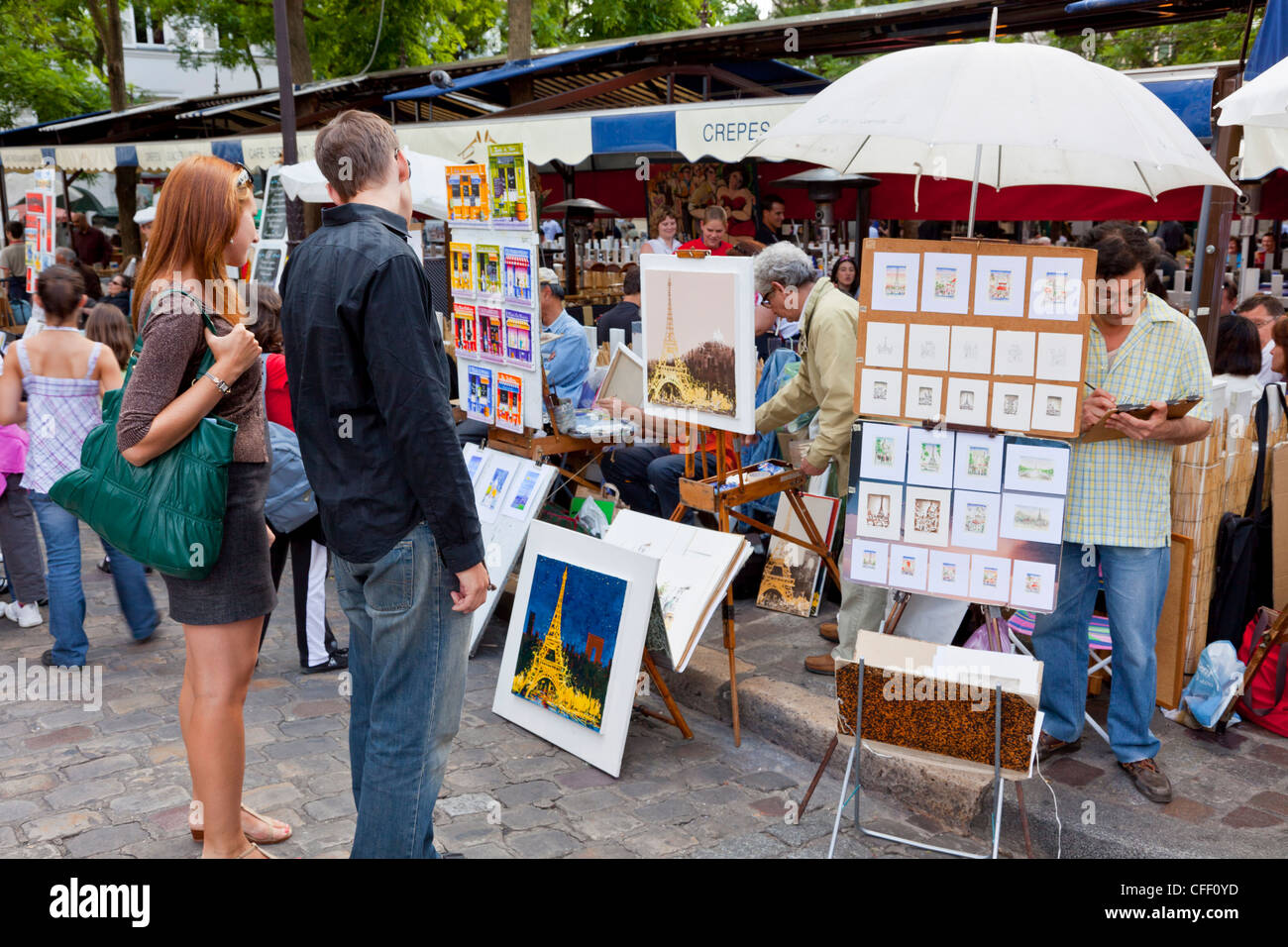 Place du Tertre, Montmartre, Parigi, Francia, Europa Foto Stock