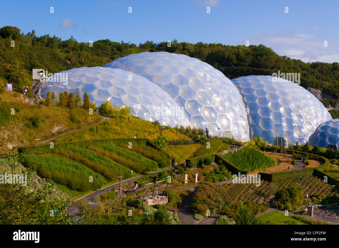 Eden Project vicino a St. Austell, Cornwall, England, Regno Unito, Europa Foto Stock