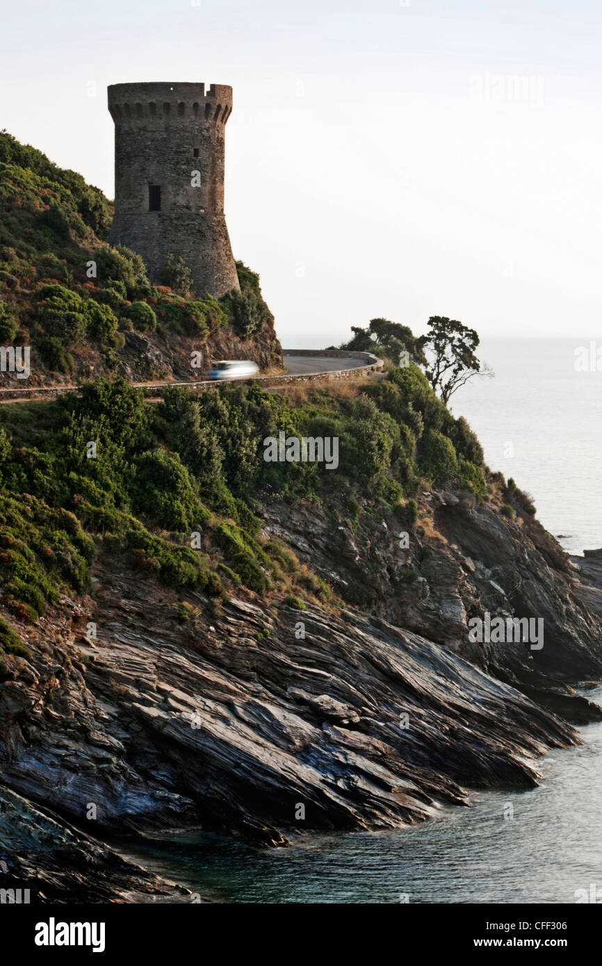 Torre Geonese, Marine de Meria, Cap Corso, Corsica, Francia Foto Stock