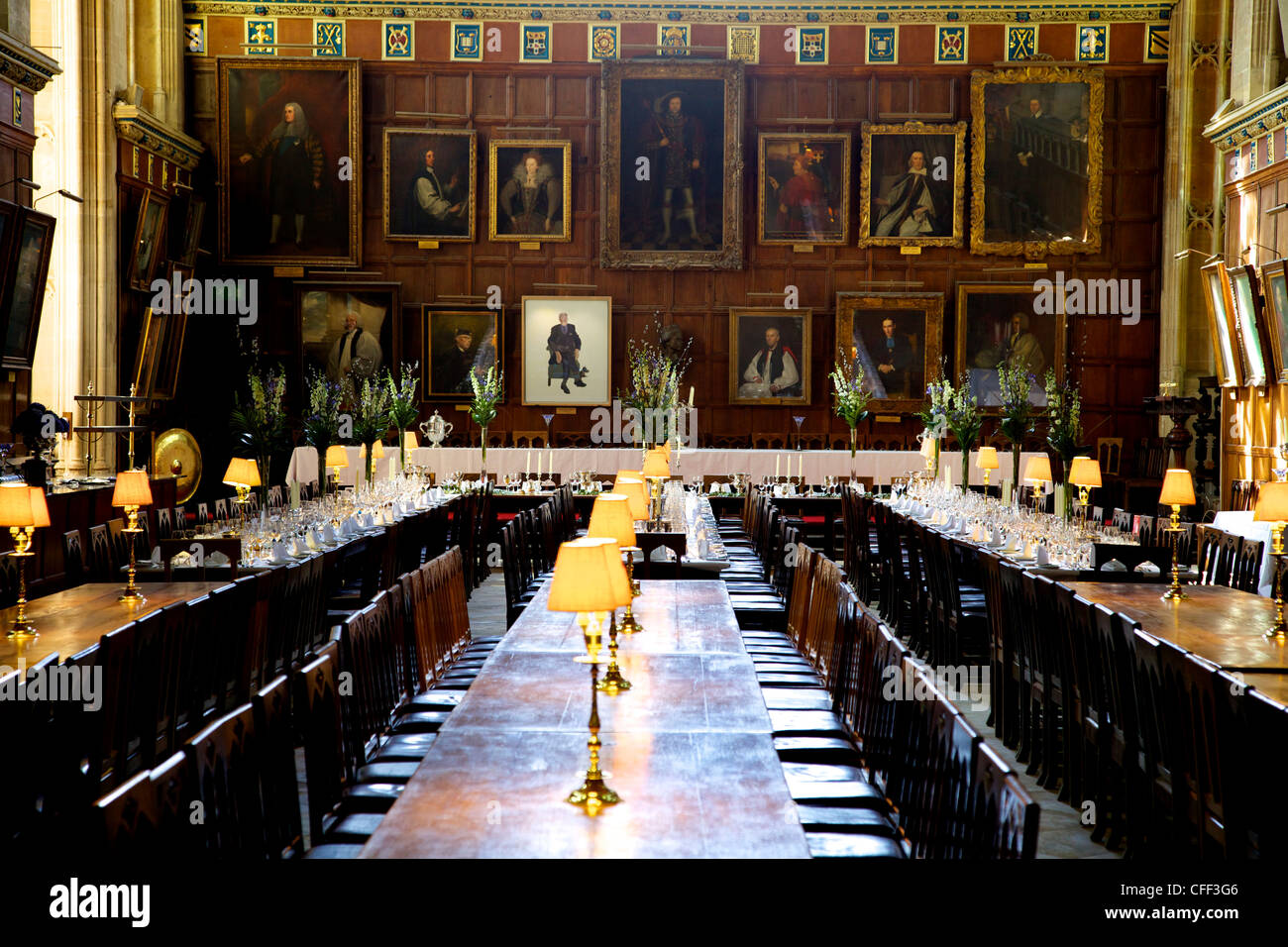 Grande Hall (sala da pranzo) al Christ Church College di Oxford University Oxford Oxfordshire, England, Regno Unito, Europa Foto Stock