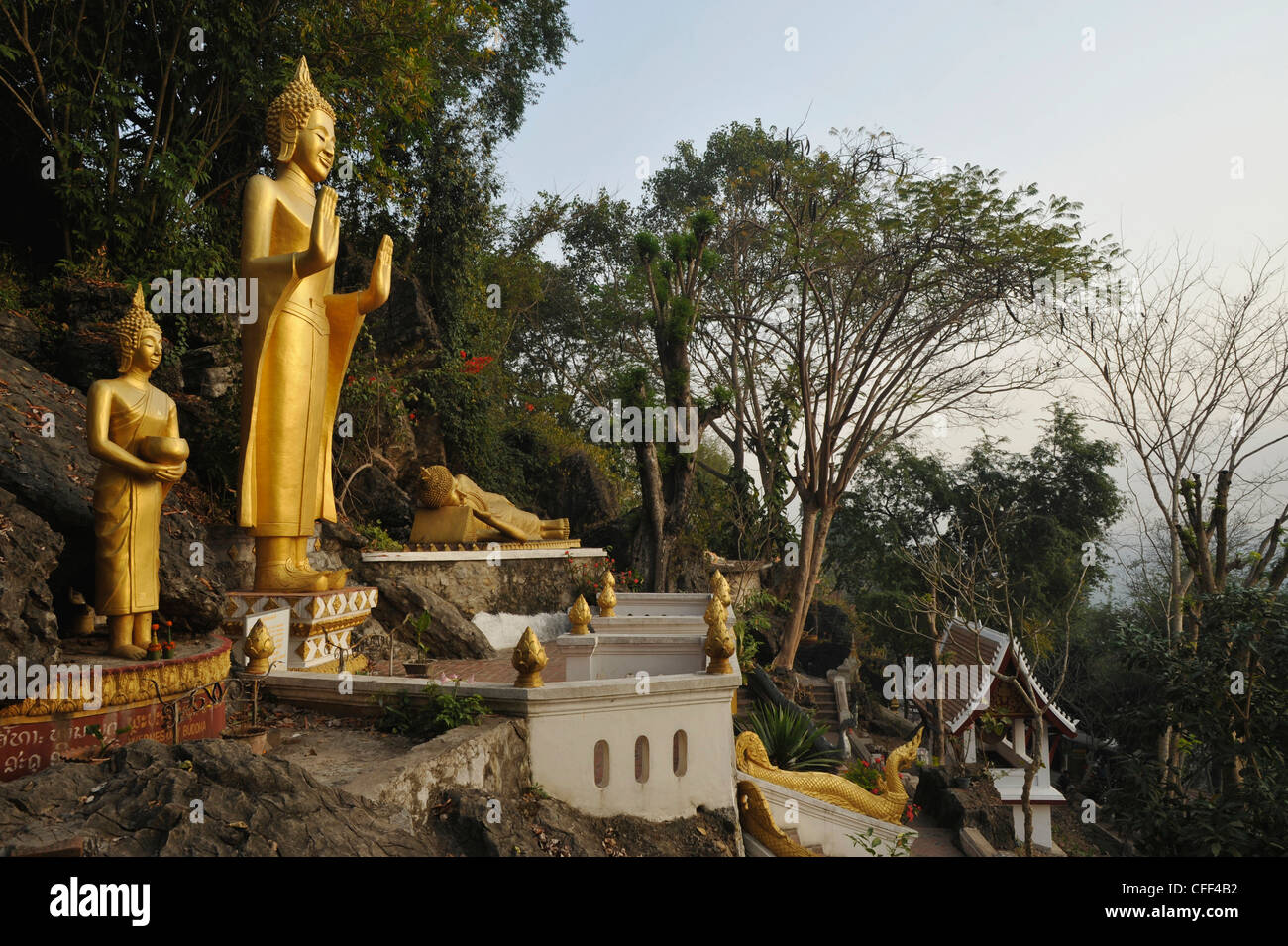 Statue di Buddha, Phu Si collina, a Luang Prabang, Laos Foto Stock