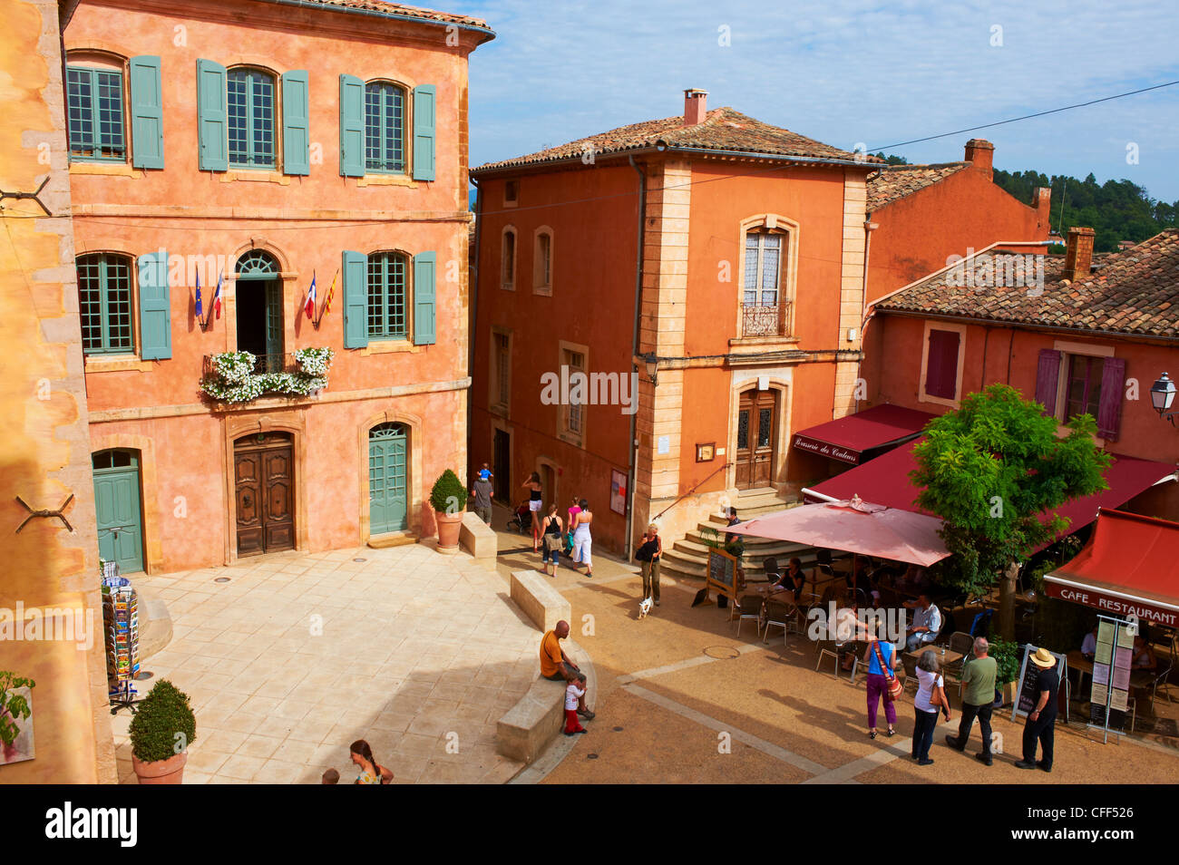 Roussillon Villaggio, etichettato come uno dei più bei villaggi di Francia, Luberon, Vaucluse Provence, Francia Foto Stock
