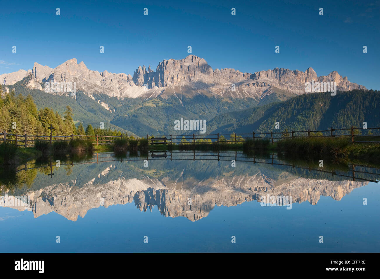 Wuhn Weiher, Tierser Valley, Valle Isarco, Alto Adige, Alto Adige, Italia Foto Stock