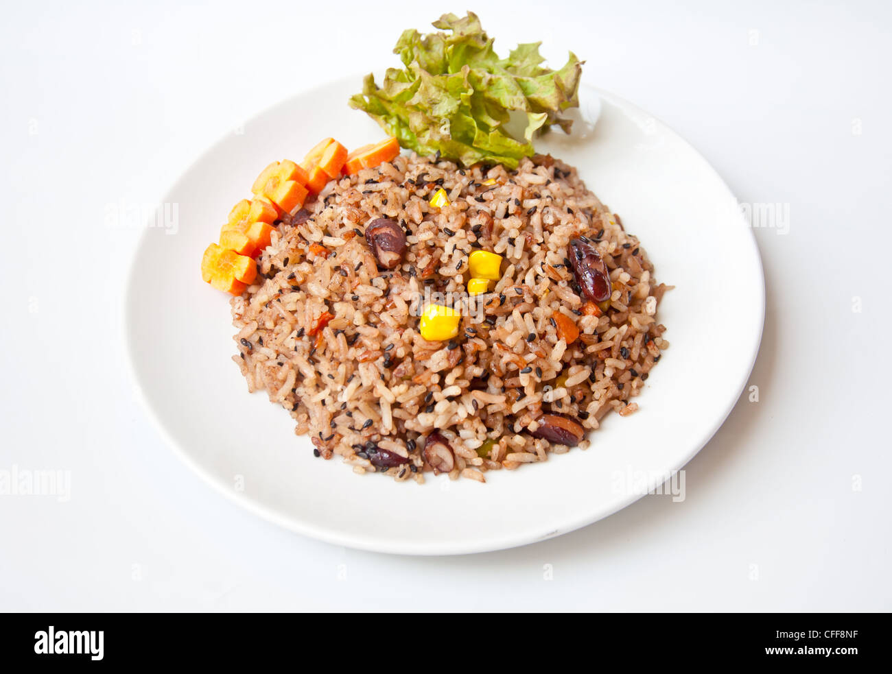 Mix di erbe di riso fritto Foto Stock