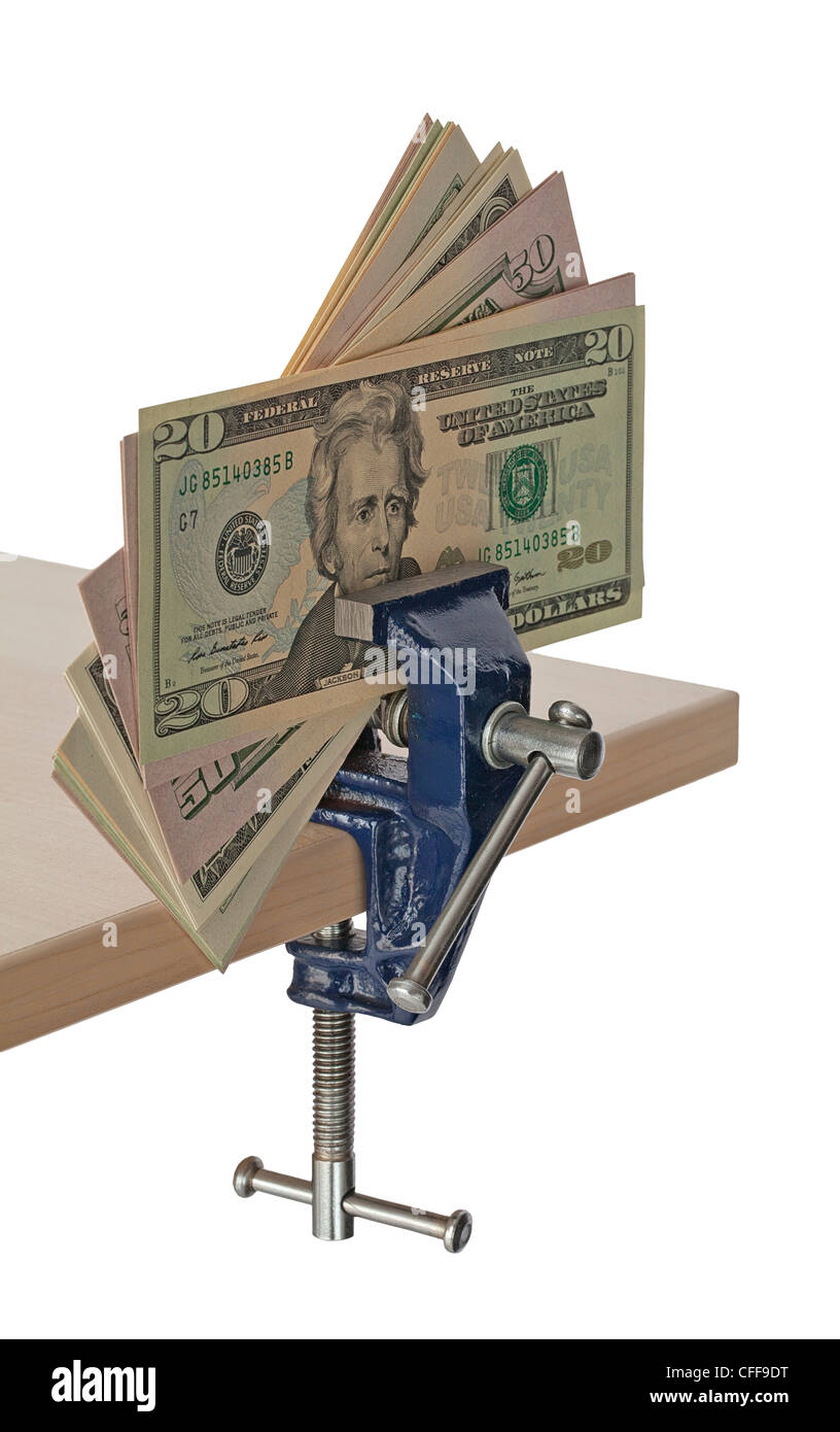 I dollari sono schiacciati in un vizio - credito crunch Stati Uniti Foto Stock