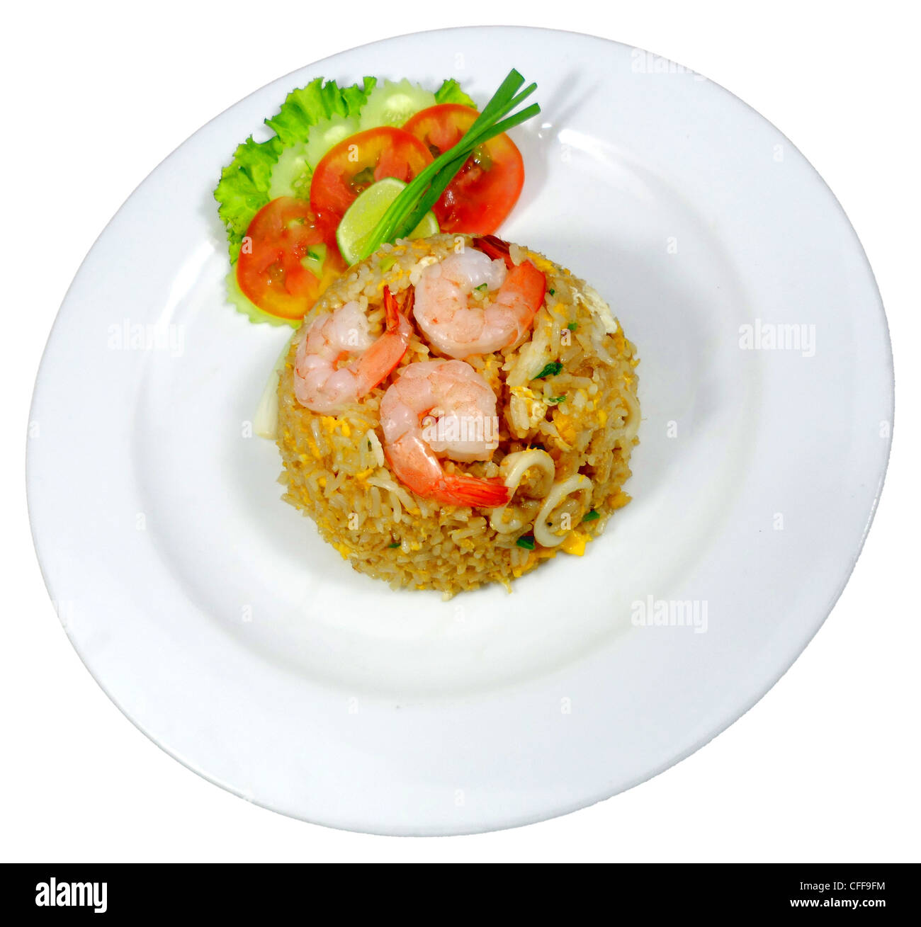 Pad Kaow Ruam metà (tailandese riso fritto con un misto di proteina) Foto Stock