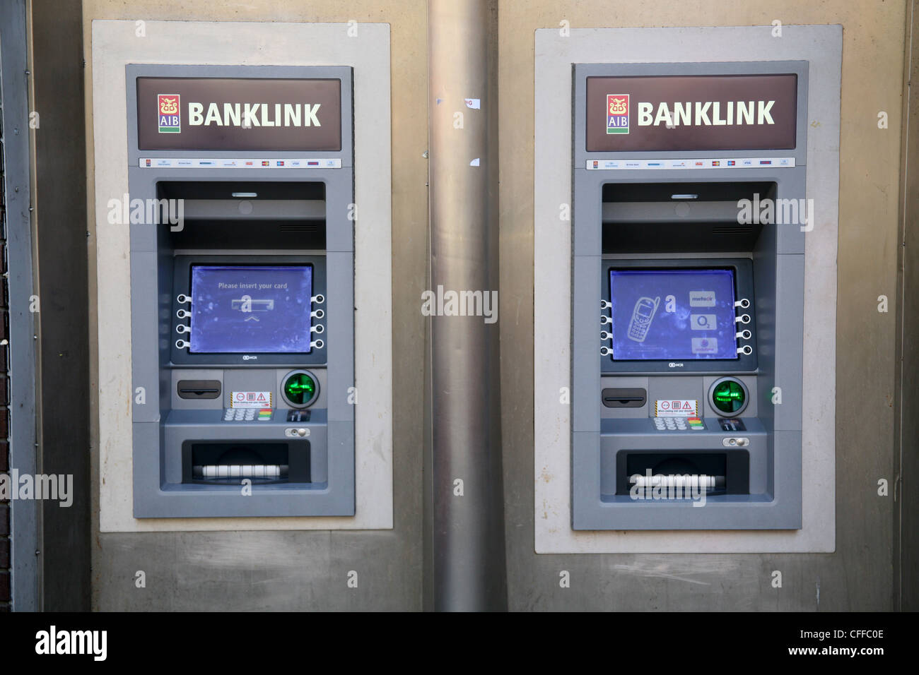 AIB Banklink macchine ATM in Temple Bar di Dublino in Irlanda Foto Stock