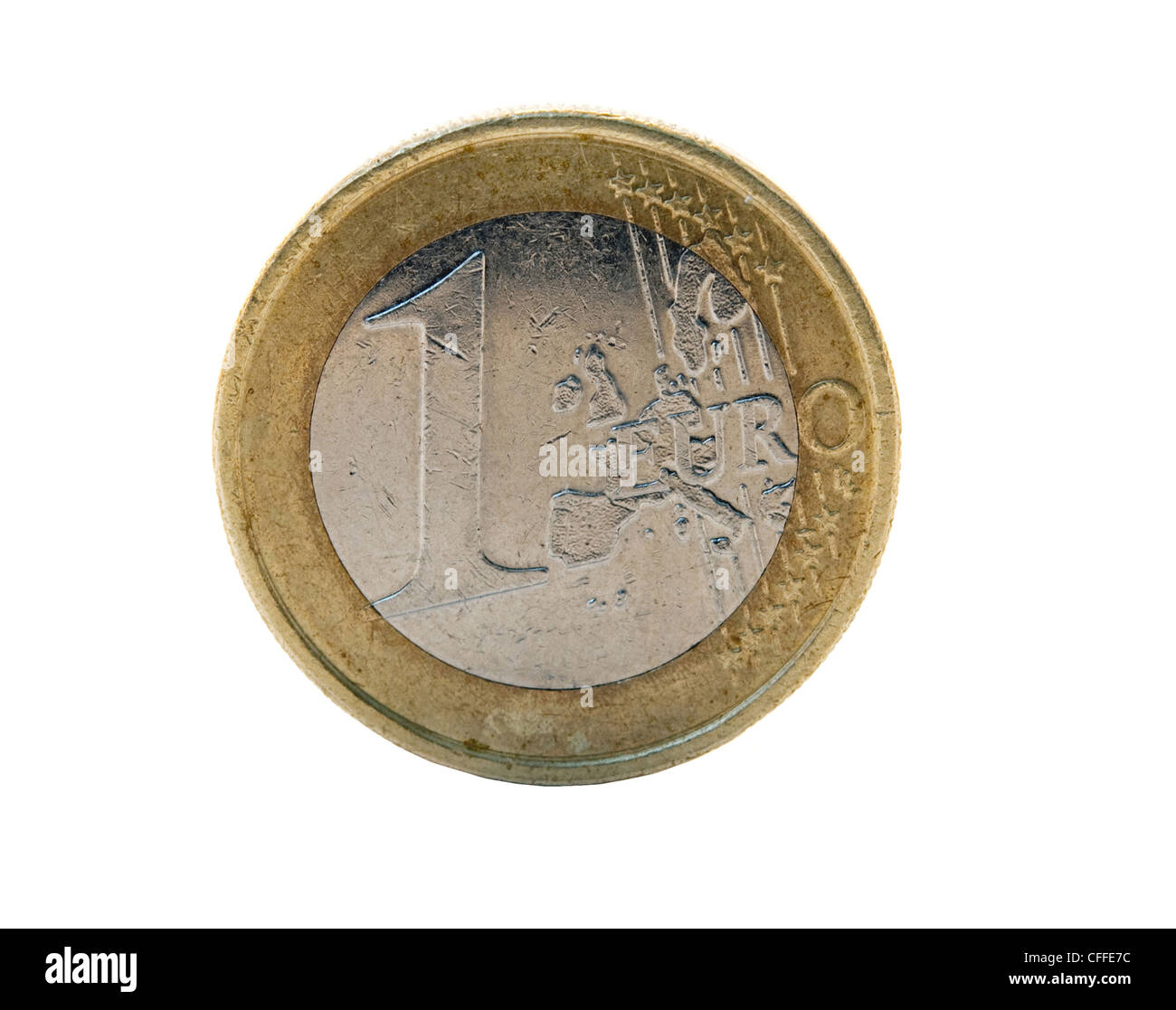 Unione europea moneta isolato su sfondo bianco Foto Stock