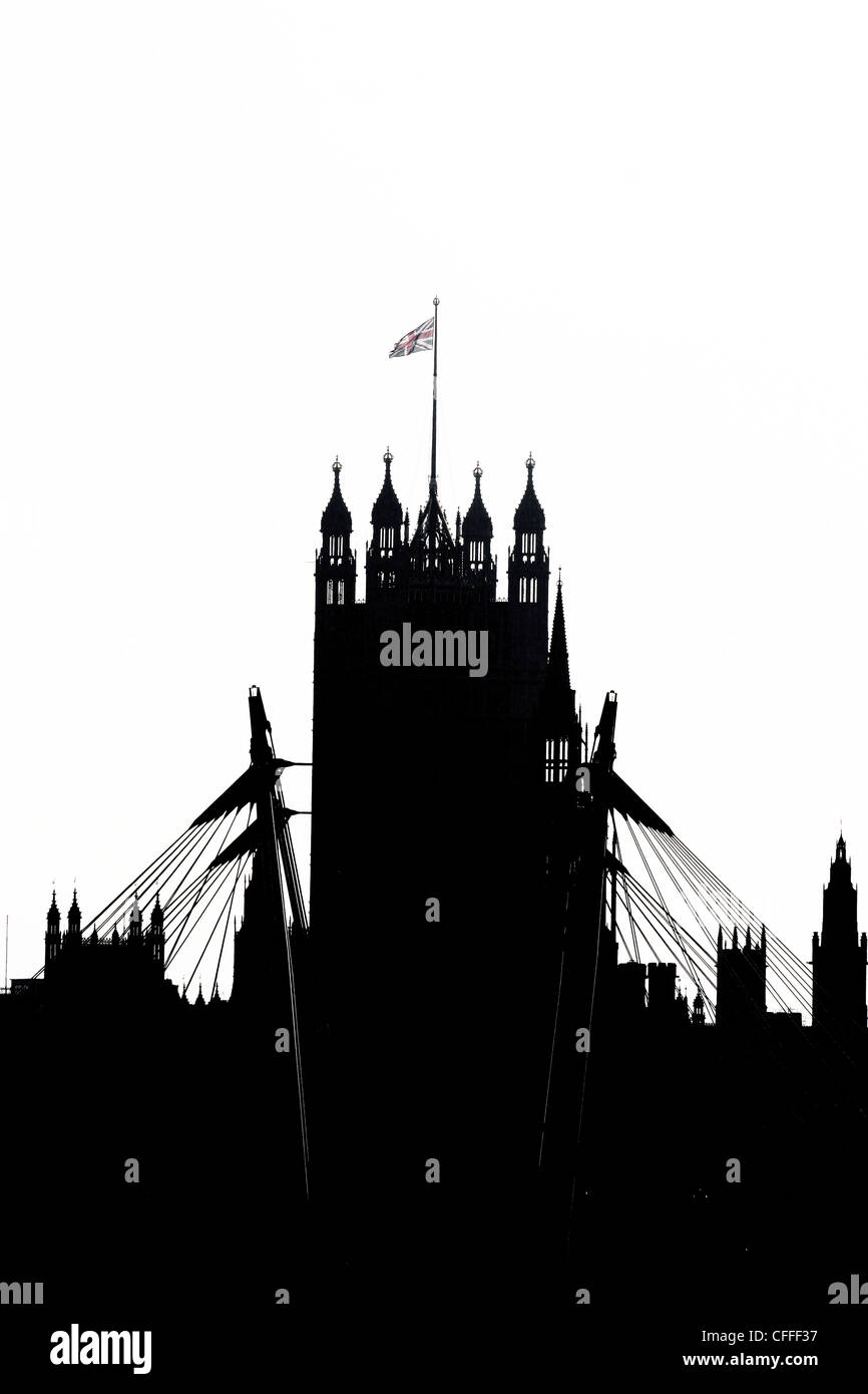 House of Commons da hungerford bridge. London, England, Regno Unito Foto Stock