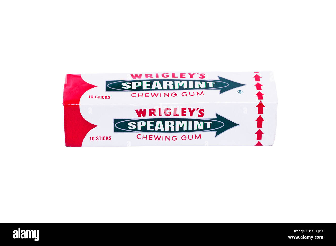 Un pacco di Wrigley's l'aroma di menta chewing gum su sfondo bianco Foto Stock