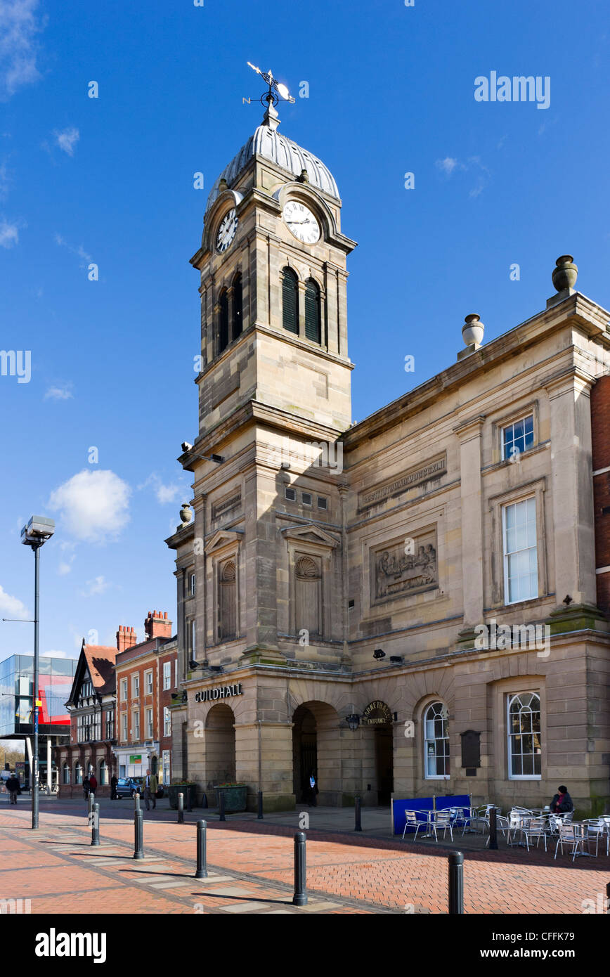 La Guildhall, luogo di mercato, Derby, Derbyshire, East Midlands, England, Regno Unito Foto Stock