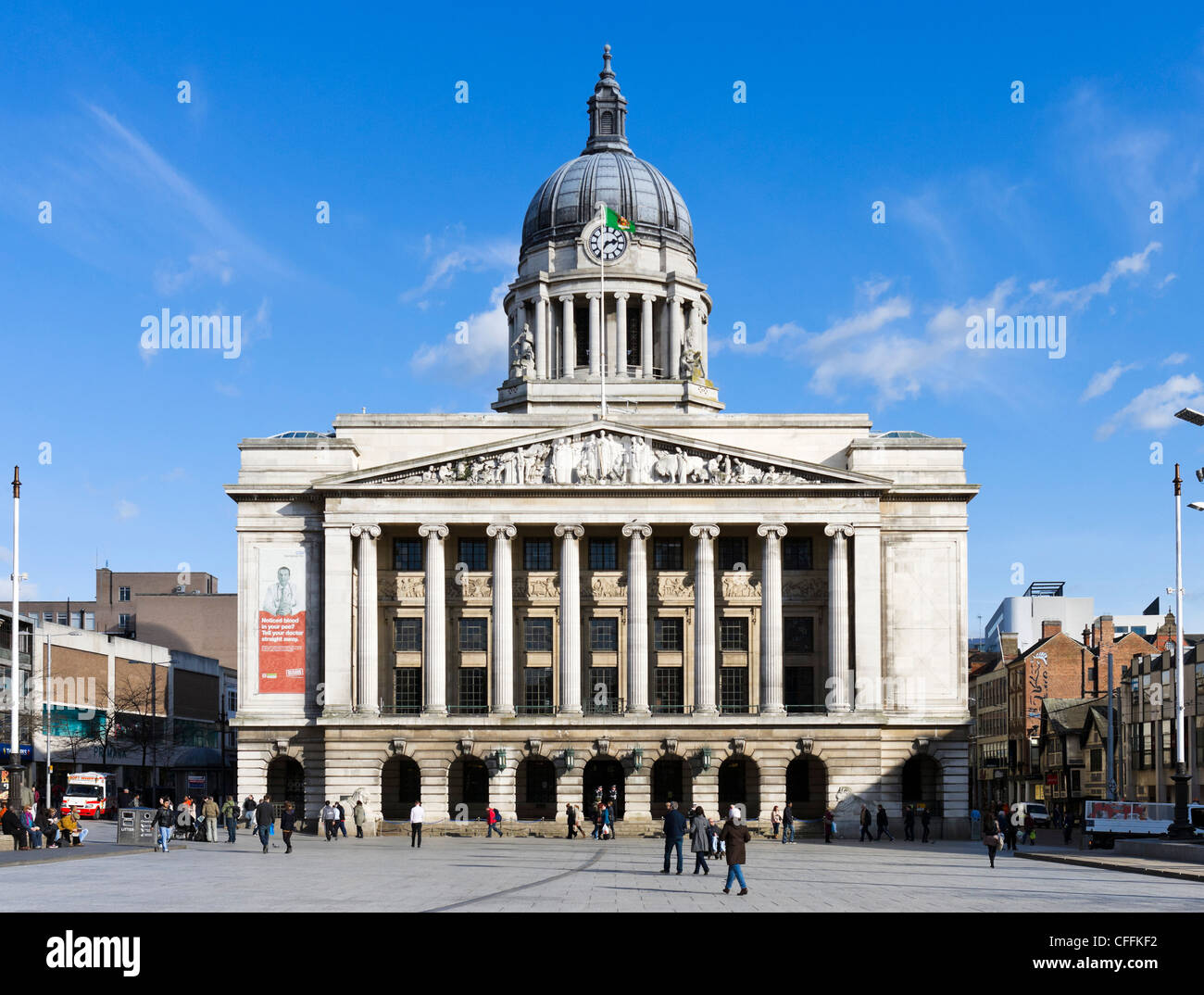 Nottingham Casa Consiglio (municipio), la Piazza del Mercato Vecchio, Nottingham, Nottinghamshire, England, Regno Unito Foto Stock