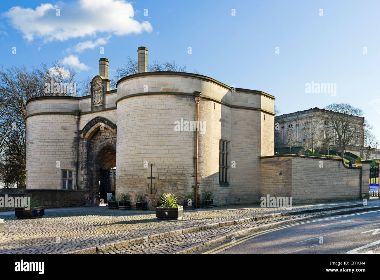 Ingresso al castello di Nottingham, Nottingham, Nottinghamshire, England, Regno Unito Foto Stock