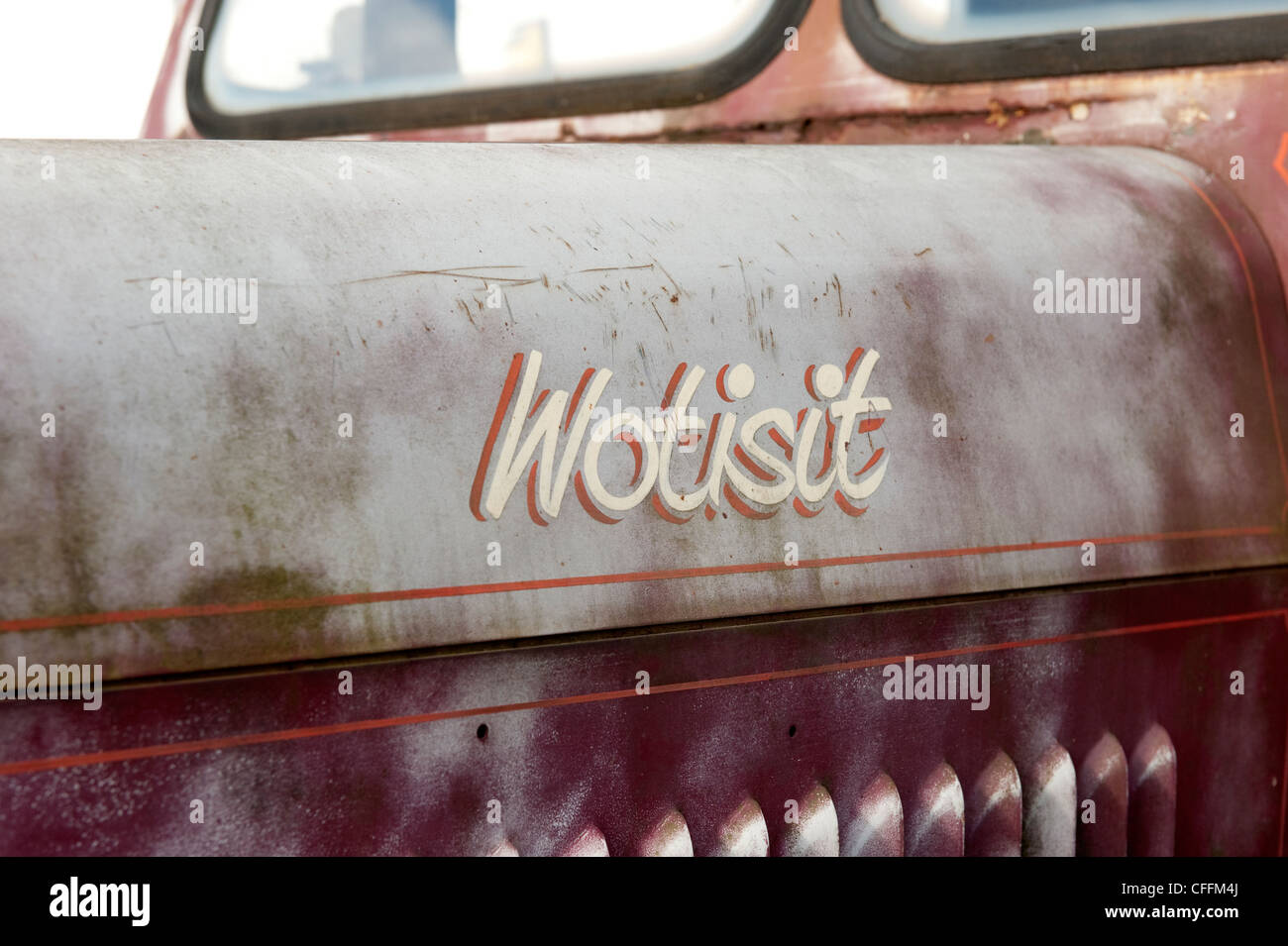 Il logo del veicolo Wotsit vecchia auto d'Epoca Veicolo Commerciale Foto Stock
