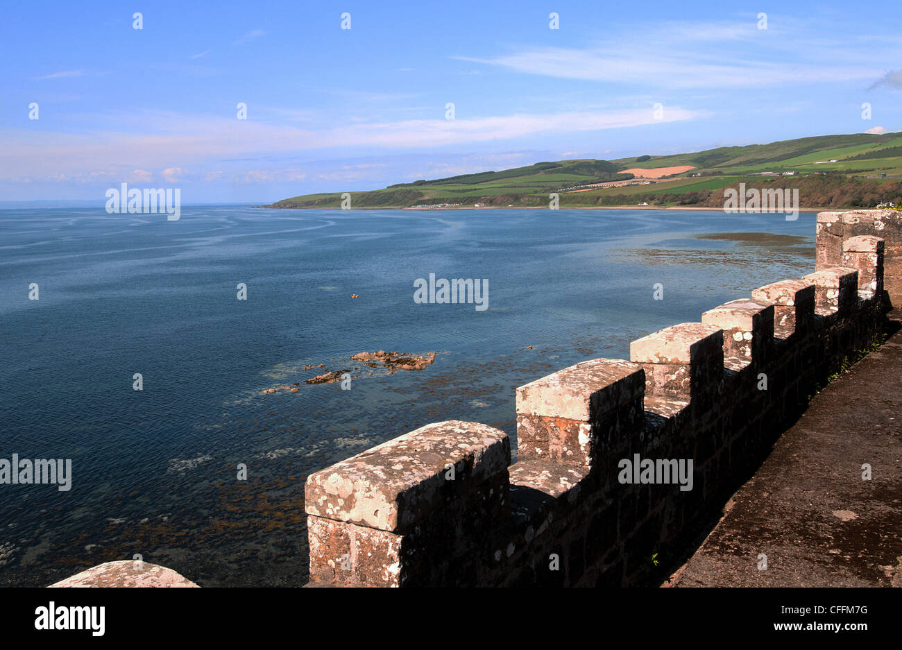 Culzean Castle ayrshire vista mare da bastioni Foto Stock