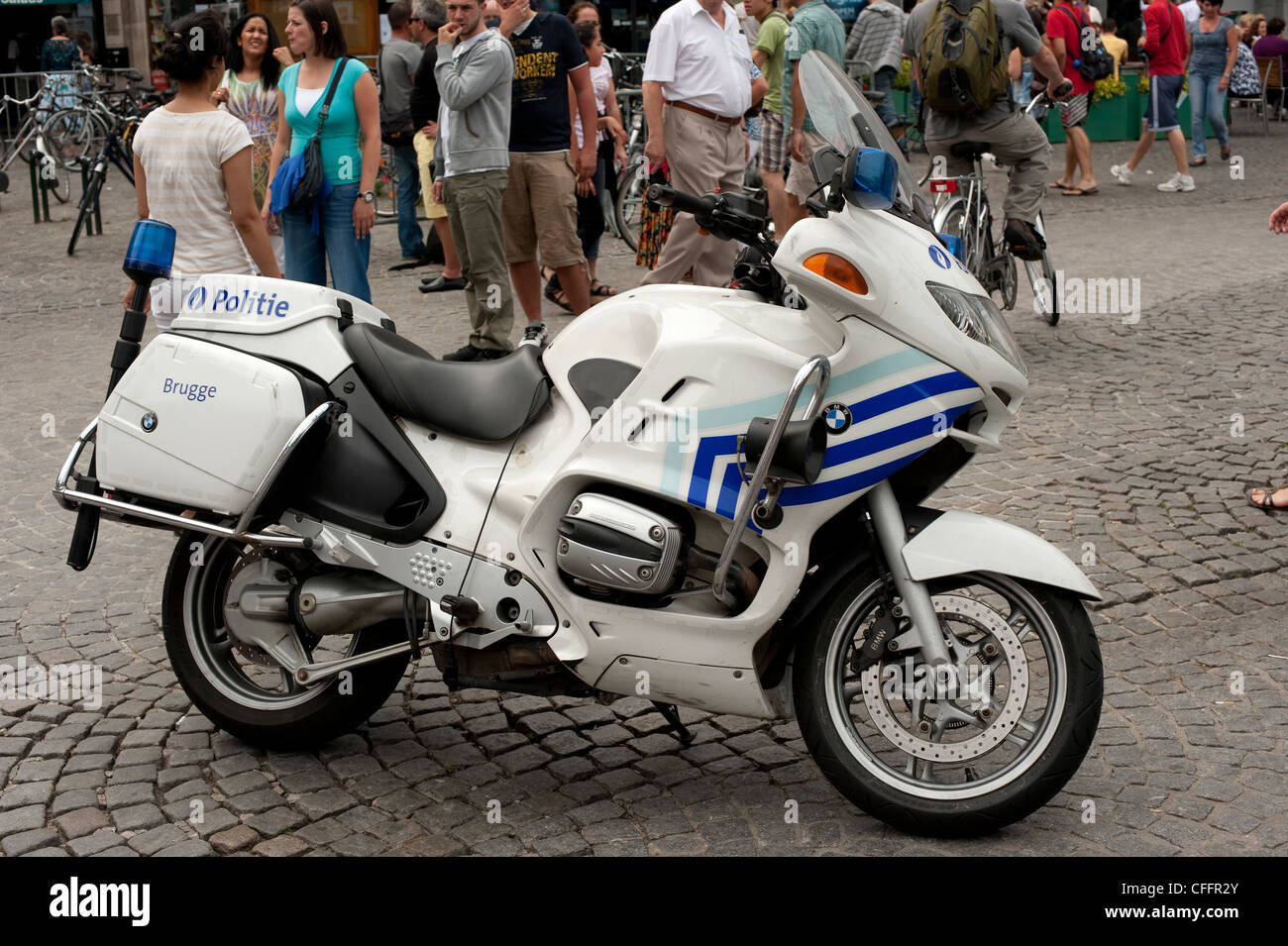Polizia moto Politie Bruge Brugge Belgio Europa UE Foto Stock