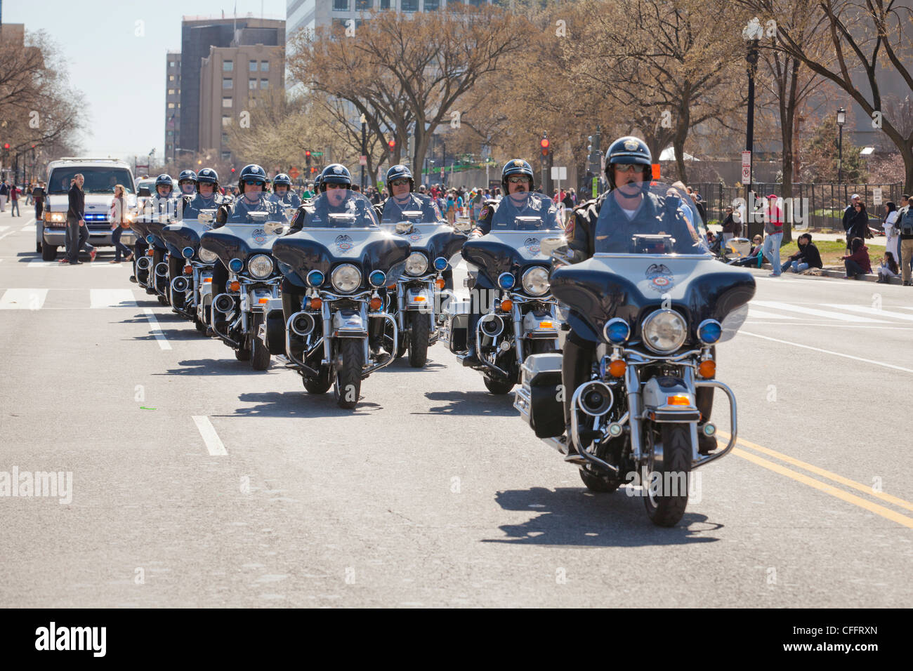 Motociclo unità di polizia in linea - Washington DC, Stati Uniti d'America Foto Stock
