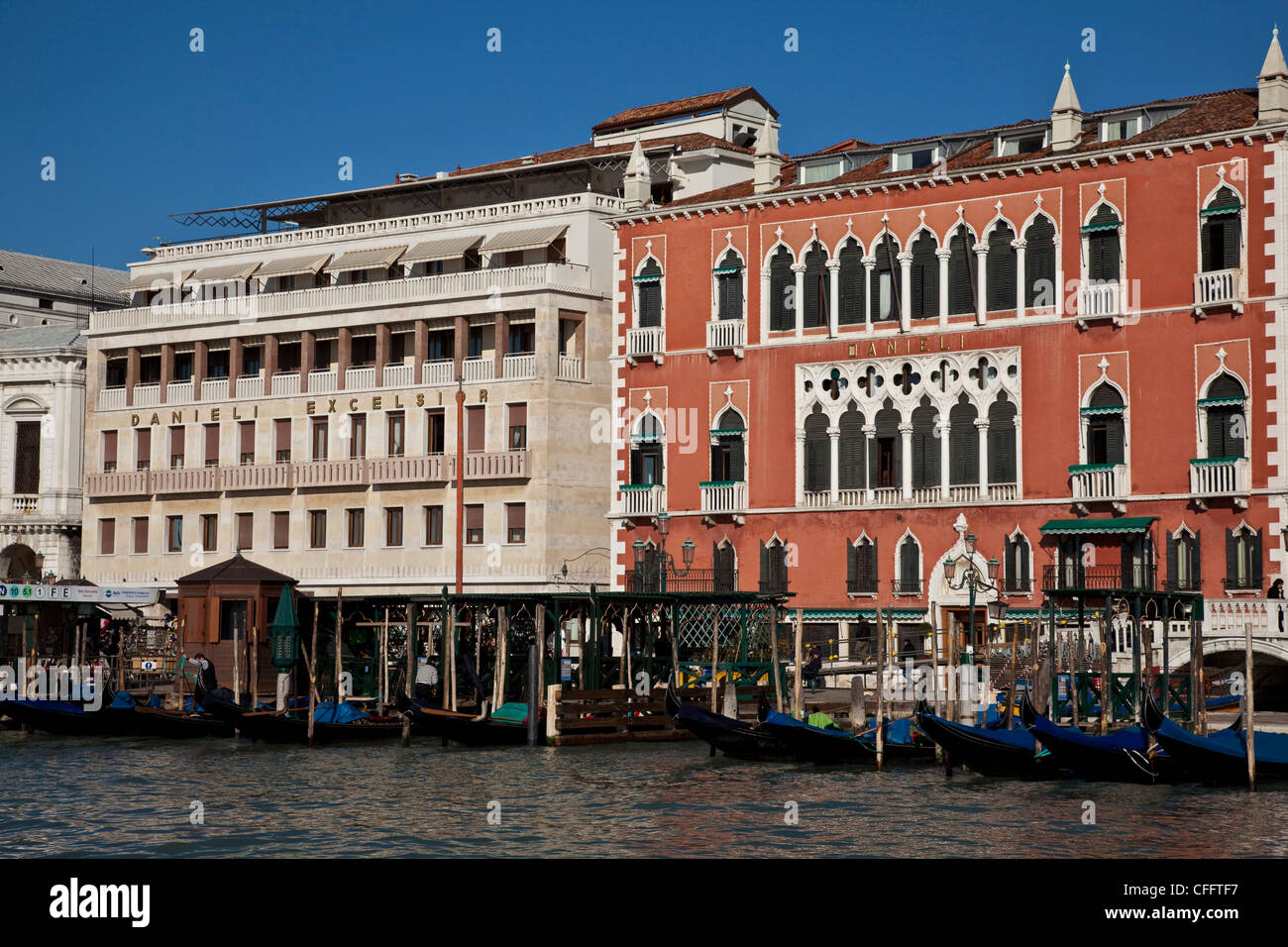 Il Danieli e Danieli Excelsior Hotel da La Laguna, Venezia, Italia Foto Stock