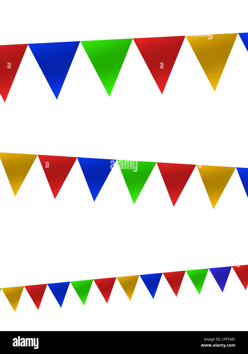 Bunting flags isolata contro uno sfondo bianco Foto Stock