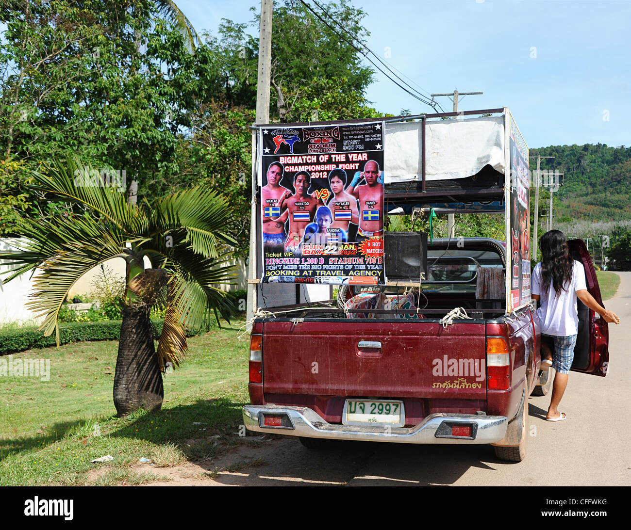 Poster pubblicitari di Thai Boxing campionato. Krabi, Thailandia Foto Stock
