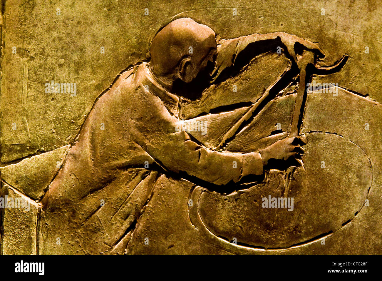 Close up di bronzo in bassorilievo la figura negativa da Robert Graham intitolato 'sociale programmi'-2nd termine FDR camera Mem, Washington DC Foto Stock