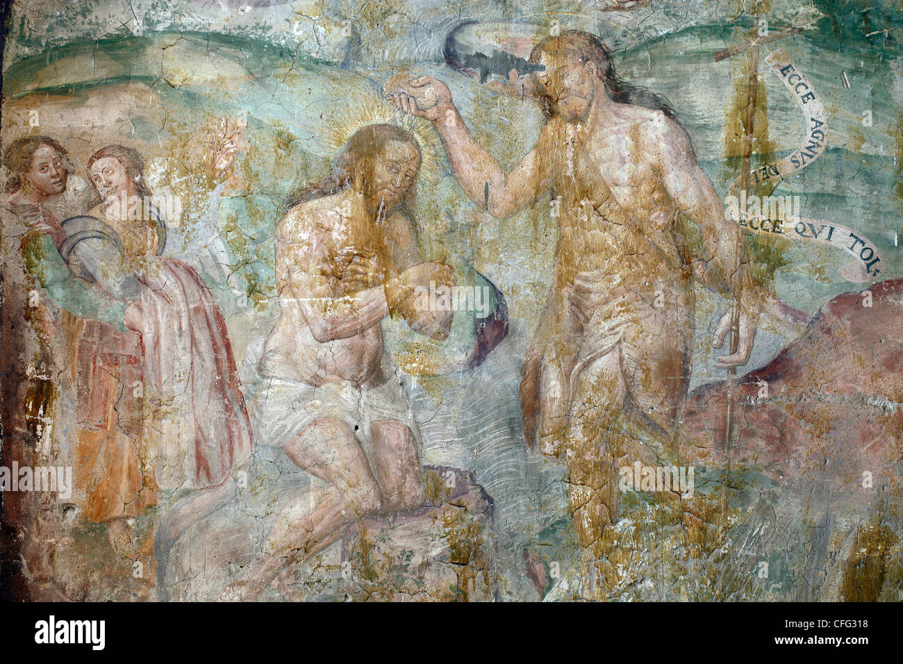 L'Italia, Puglia, Troia, San Basilio Chiesa, affresco del XI secolo Foto Stock