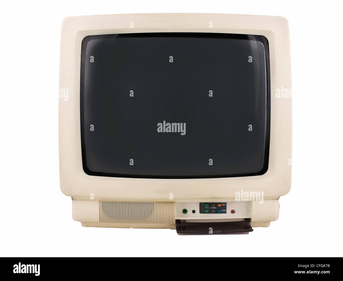 TV vecchio stile isolato su sfondo bianco Foto Stock