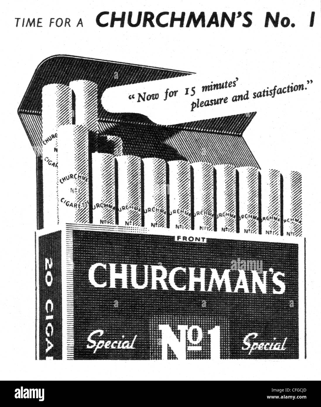 Churchman n.1 Special sigarette un annuncio da 1947 Foto Stock