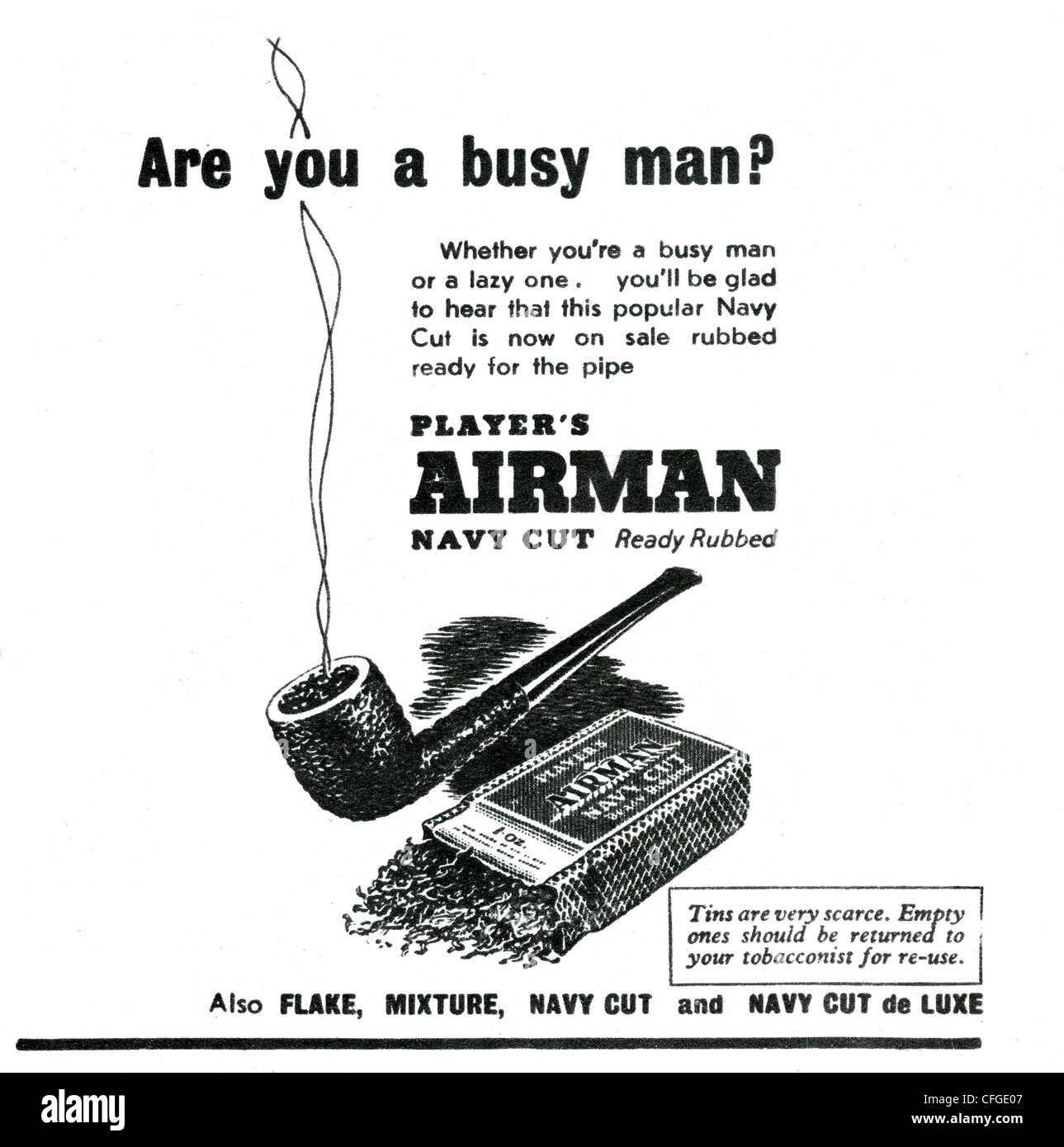 I giocatori Airman Navy Cut pubblicità del tabacco dal 1947 Foto Stock