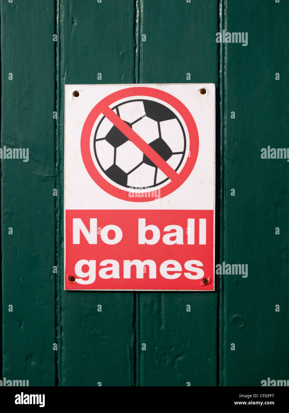 Nessun segno di giochi con la palla Foto Stock