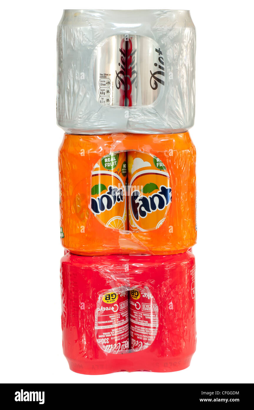Confezioni di lattine di gassata bevande gassate Foto Stock