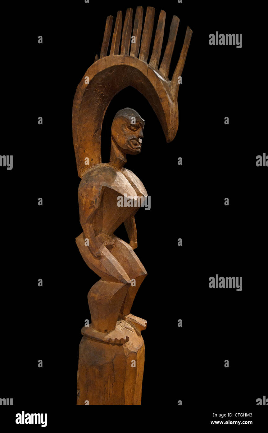 La figura del dio scultura di lono 18 Secolo isole Hawaii Foto Stock